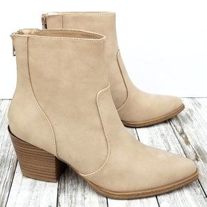 New Wheat Beige Point Toe Western Ankle Boots Booties
